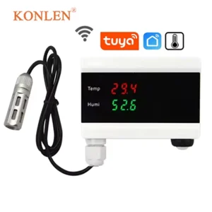 WiFi Temperature and Humidity Sensor with Digital Thermometer, Hygrometer, Alarm and App Monitoring