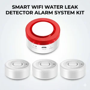 WiFi Water Leak Detector Alarm System with Flood Sensor and Overflow Alert for Kitchen, Basement and Bathroom