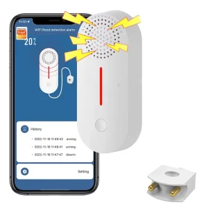 WiFi Water Leak and Flood Detection Sensor with App Control, Sound Alarm, 6-Month Battery Life