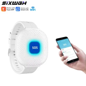 WiFi Waterproof Bracelet with SOS Alert, Elderly Fall Alarm, Panic Call Button and Emergency Watch for Home