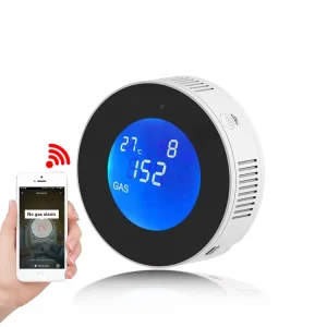 WiFi Wireless Gas Alarm Detector with LCD Display for Methane LPG LNG Natural Gas, DC5V USB