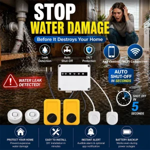 WiFi Wireless Smart Water Leak Detector Sensor Alarm System for Bathroom Under Sink Toilet Appliance Leakage