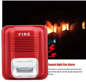 Wired Ceiling Mount Red Sound Alarm Strobe Light 60fpmin Siren 12VDC Piezo Home Alarm Panel Systems