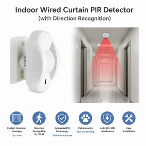 Wired Indoor Curtain PIR Ceiling Detector Infrared Motion Sensor for Home Alarm Security with Direction Recognition Anti Theft