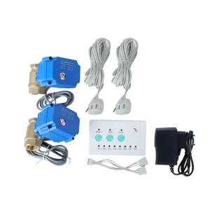 Wired Water Leak Alarm System Kit 80dB Alarm with 1/2-inch Valve for Home Pipe Heater Toilet Flood Detection