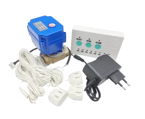 Wired Water Leak Detector Alarm with Automatic Motorized Ball Valve 1/2 3/4 1 Inch Smart Water Leakage Shut-Off Valve