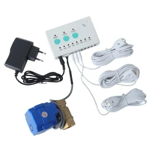 Wired Water Leak Detector and Alarm with 3/4-Inch Valve and 80dB Sound for Sink Toilet and Washing Machine