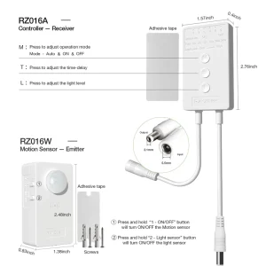 Wireless Battery-Powered 12V Mini Dimmable PIR Motion Sensor Kit