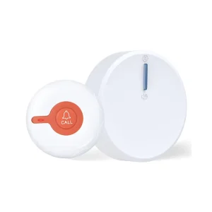 Wireless Caregiver Audio Door Phone and SOS Medical Alert Alarm Set with Panic Button, 433 MHz, 150 m Range, 4-Level Volume