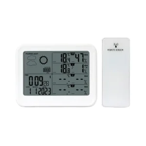 Wireless Digital Weather Station Thermometer Alarm Clock Temperature Humidity Monitor LCD Display IP5X Rated 1 Year Warranty