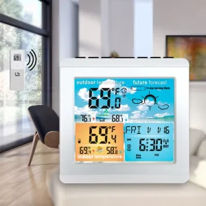 Wireless Digital Weather Station With Forecast, Thermometer, Hygrometer, Outdoor Sensor, and Alarm Clock