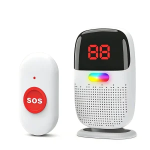 Wireless Flashing Vibration Waterproof Emergency Caller Doorbell with 2032 Battery Operation