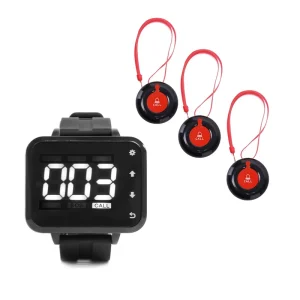 Wireless Home Health Nurse Alarm Emergency Call System for Elderly with 1 Watch and 3 Transmitters