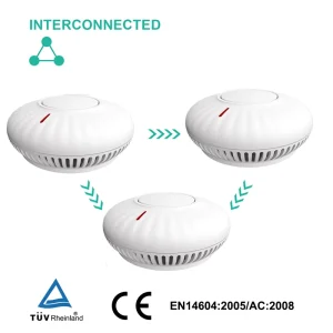 Wireless Interlinked Photoelectric Smoke Alarm Battery Smoke Sensor Fire Alarm ABS Housing Smoke Detector