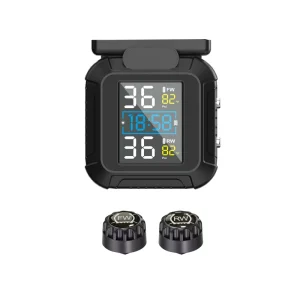Wireless Motorcycle TPMS with Digital Display and External Tire Pressure Detector