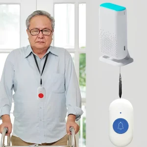 Wireless Rechargeable Personal Alarm Caregiver Pager with SOS Call, Doorbell and Fall Prevention for Home Use