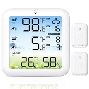 Wireless Refrigerator and Freezer Thermometer With High/Low Temperature Alarm and Humidity Detector