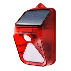 Wireless Remote Control Solar-Powered IP65 Outdoor Alarm System with Infrared Motion Detector and Strobe Siren