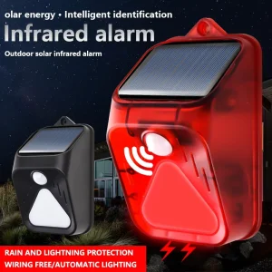 Wireless Remote Control Solar Powered Ip65 Outdoor Alarm System Infrared Human Body Motion Detector Strobe Siren