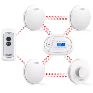 Wireless Security Heat Alarm Photoelectric Interconnected Fire Alarm System with Remote Control and 85dB Alarm for Home