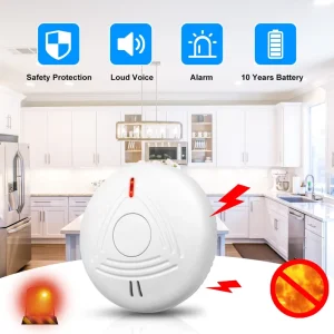 Wireless Smoke Detector with Battery Life for Home Office Shop Smoke Sensor Fire Alarm Detector