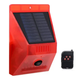Wireless Solar Powered Motion Sensor Security Alarm Warning Light with Remote Control