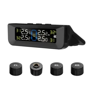 Wireless Solar Tire Pressure Monitor with LCD Display, 6 Alarm Modes and 4 External Sensors
