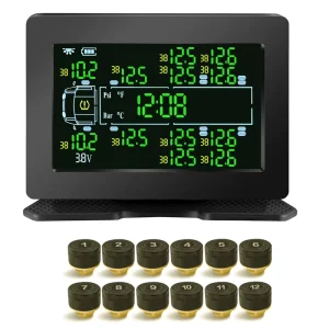 Wireless TPMS for 6-12 Wheel Heavy and Mining Trucks with External and Internal Sensors