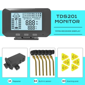 Wireless Tire Pressure Monitoring System with RS232 Remote, Heavy Truck TPMS Sensor, 14 Bar Pressure