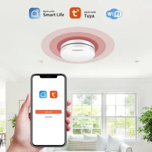 Household Tuya WiFi Smart Wireless Fire Alarm Push Button Smoke Detector Photoelectric Sensor Dustproof Wall Ceiling