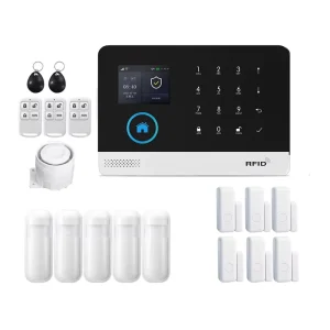 Wireless WiFi 4G GSM Alarm System, 99 Wireless Zones, PIR Motion Sensor, Touch Keyboard and LCD