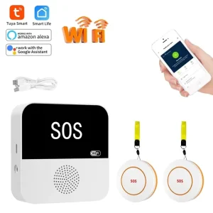 Wireless WiFi Elderly Caregiver Pager SOS Call Button Emergency SOS Medical Alert System for Seniors Patients Elderly at Home
