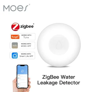 ZigBee Flood Sensor Water Leakage Detector ABS Water for Full Alert Overflow Security Alarm System Tuya Smart App Remote