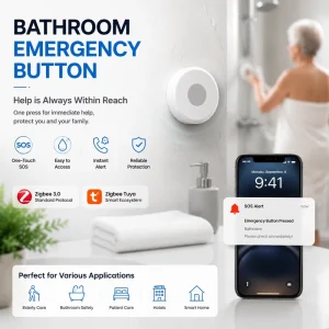 Zigbee Smart Emergency Button SOS Panic Button for Elderly Care Bathroom Safety Smart Home Security Alarm System
