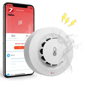Zigbee Smart Smoke Alarm Fire Detector with Temperature and Humidity Sensor