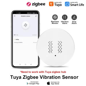 Zigbee Smart Vibration Sensor with Tuya Smart Life App Notification Motion and Shock Alarm