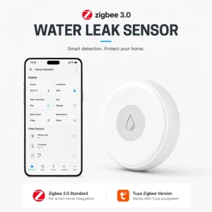 Zigbee Smart Water Leak Detector Sensor Wireless Flood Alarm App Remote Alert for Home Kitchen Bathroom Basement