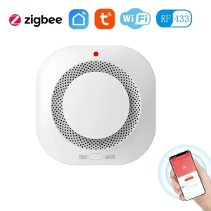 Zigbee Wi-Fi Wireless Smart Smoke Detector, Battery Powered, Plastic, for Smart Homes and Hotels