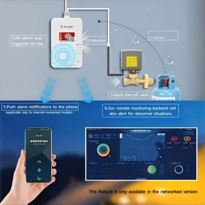 household kitchen natural gas leak detector LPG laser sensor CH4 gas leak combustible gas detector solenoid valve AC220V 110V